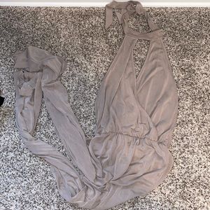 taupe halter jumpsuit